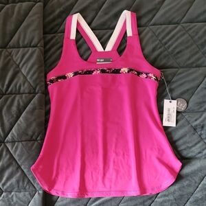 NWT Lija Fuchsia Tank with Floral Detail